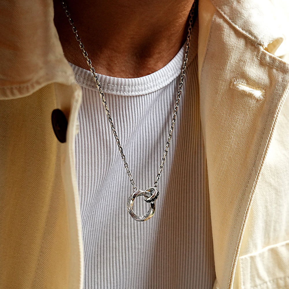Double Mobius Hoop Pendant Necklace