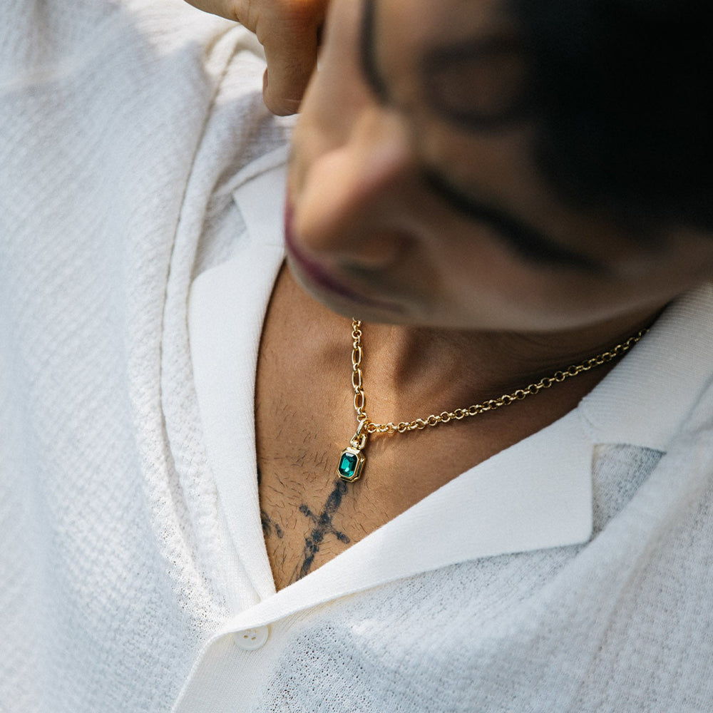 Golden Time Baguette Pendant Necklace