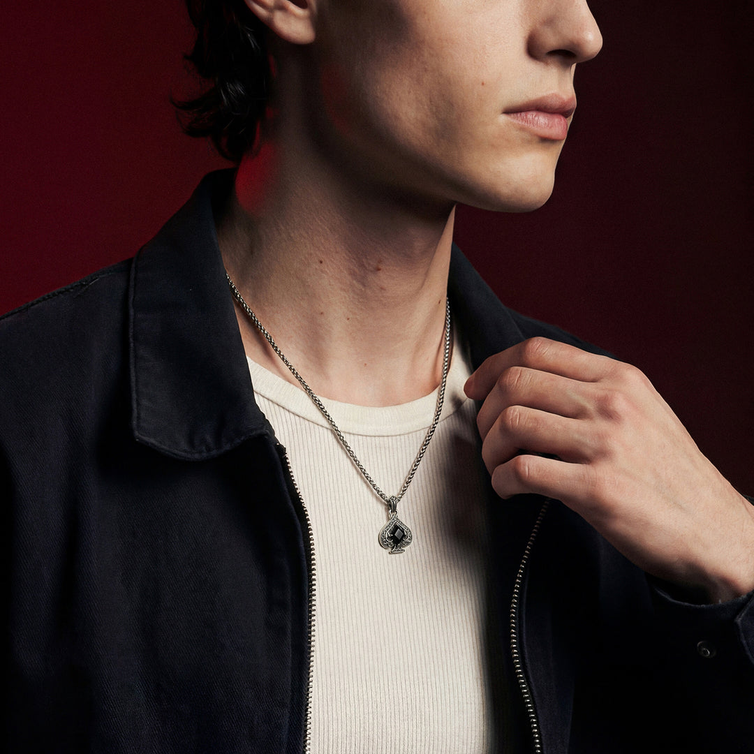 Vintage Black Gem Spade Suit Pendant