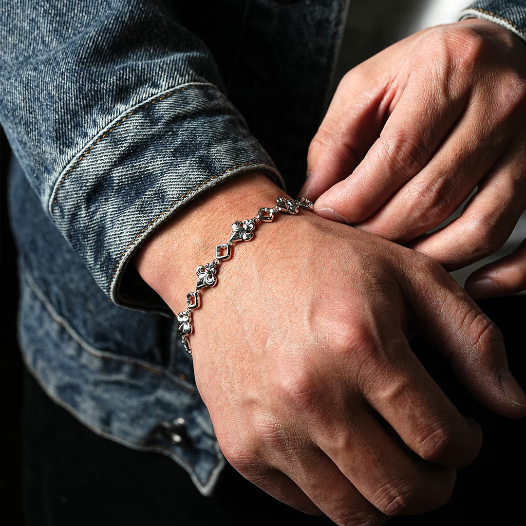 Fleur-De-Lis Iris & Lucky Clover Bracelet