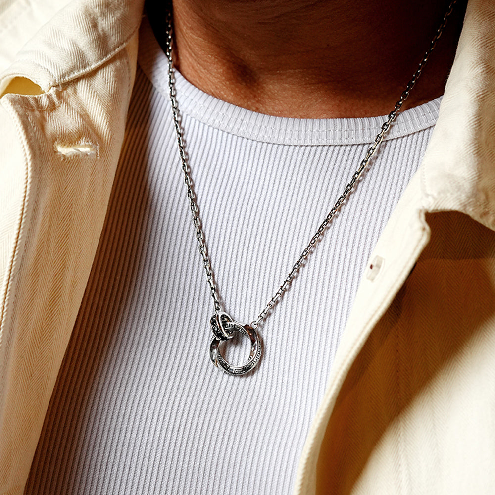 Double Mobius Hoop Pendant Necklace