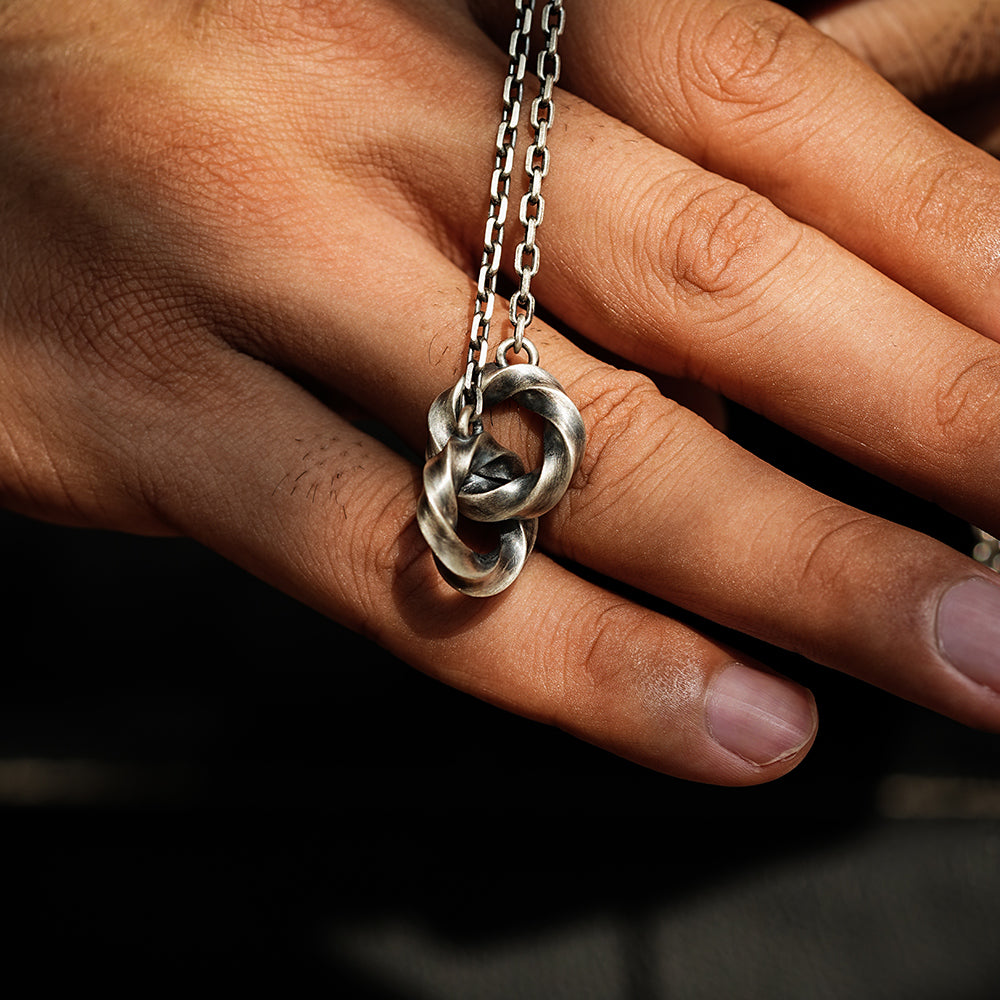 Vintage Double Mobius Hoop Pendant Necklace