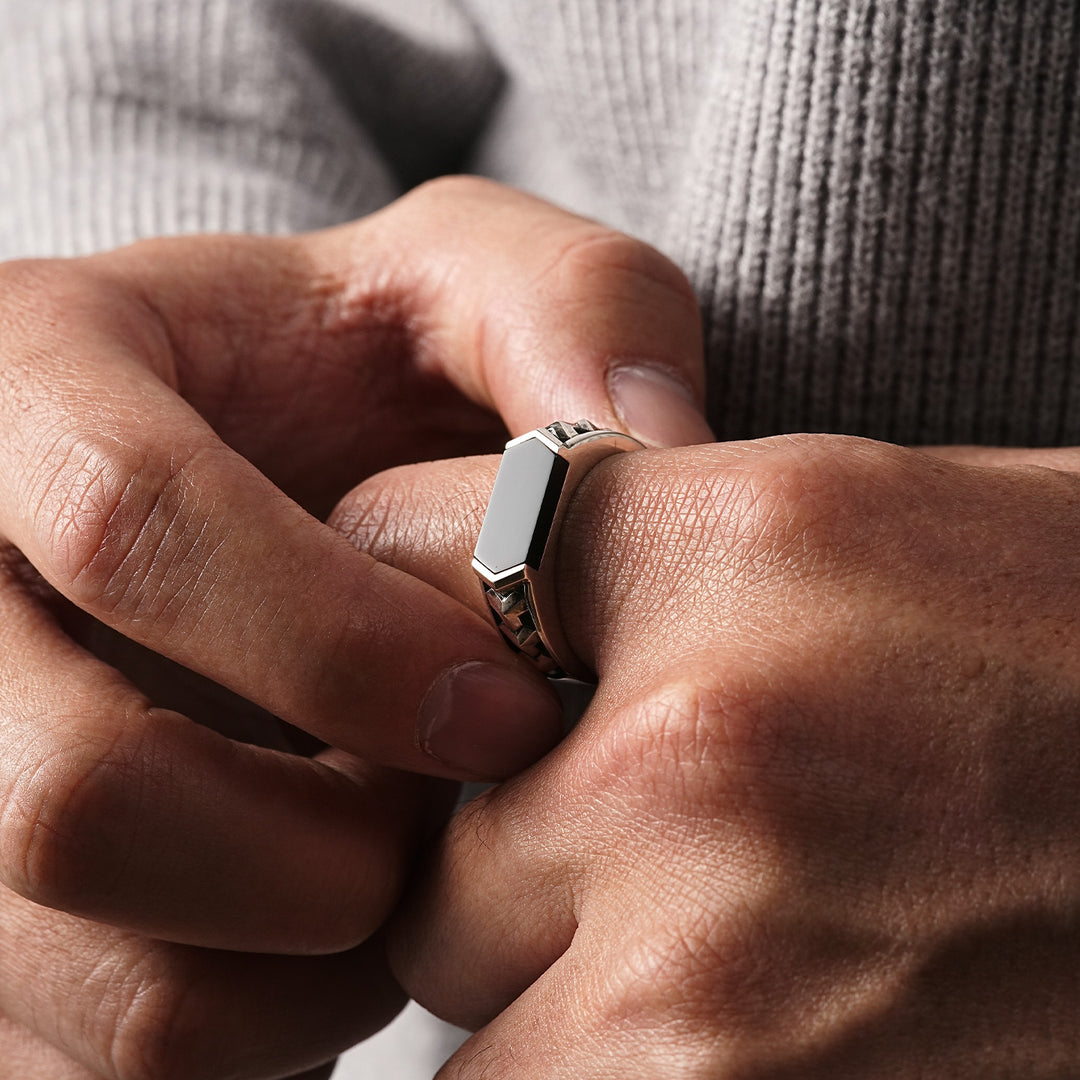 Black Onyx Armor Ring Band
