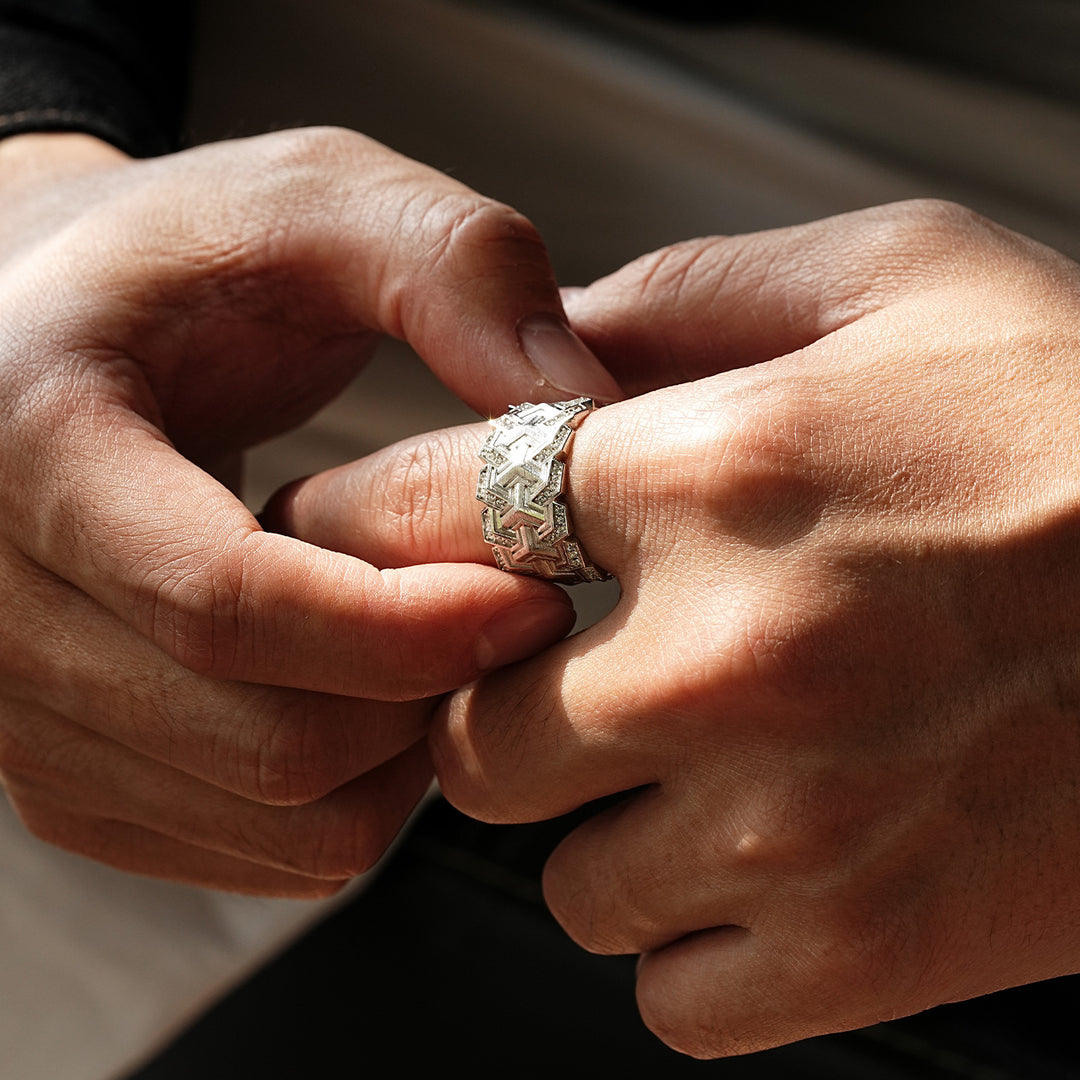 Vanguard Iced Triple Row Armor Ring