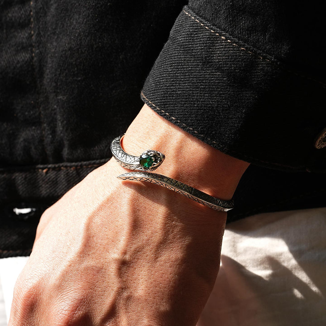 Emerald Spirit Snake Bangle Bracelet