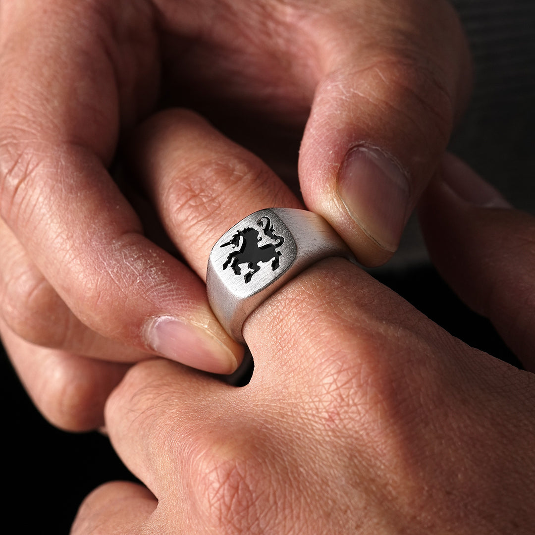 Unicorn Heraldry Signet Ring