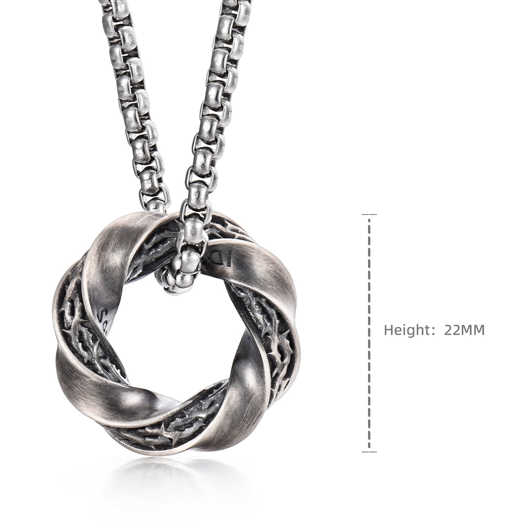 Vintage Thorn Mobius Hoop Pendant Necklace