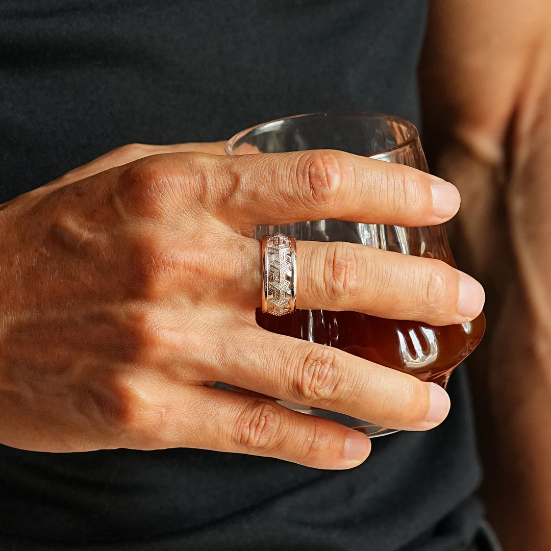 Reverse Iced Out Single Row Armor Ring Band