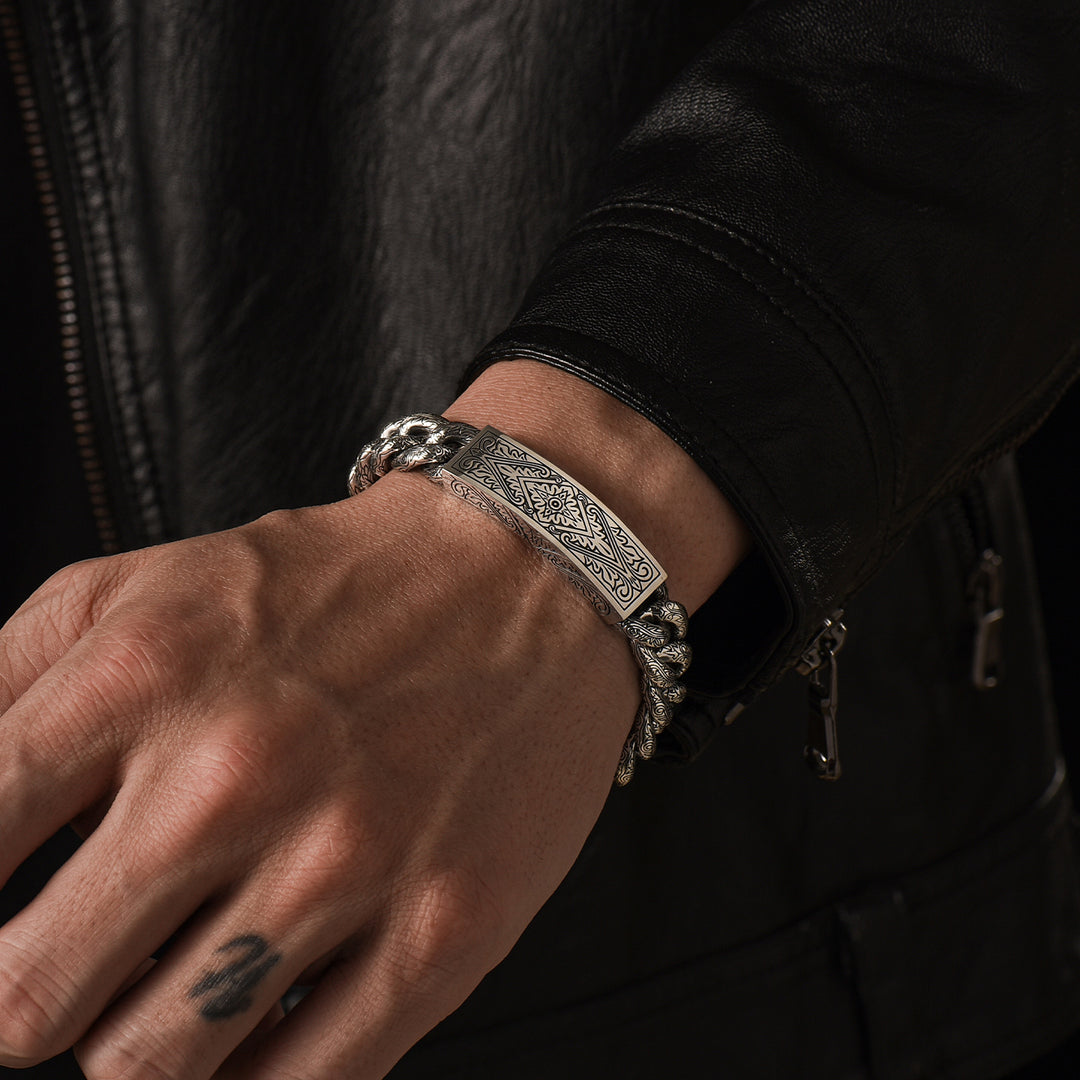 Vintage Konstantino Engraved Cuban Bracelet