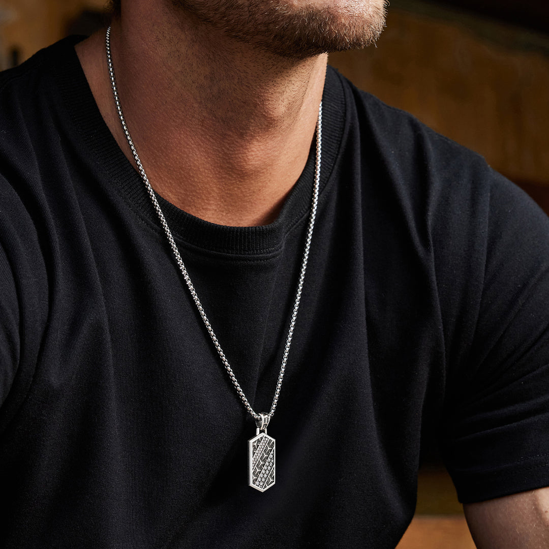 Hexagonal Iced Armor Tag Pendant