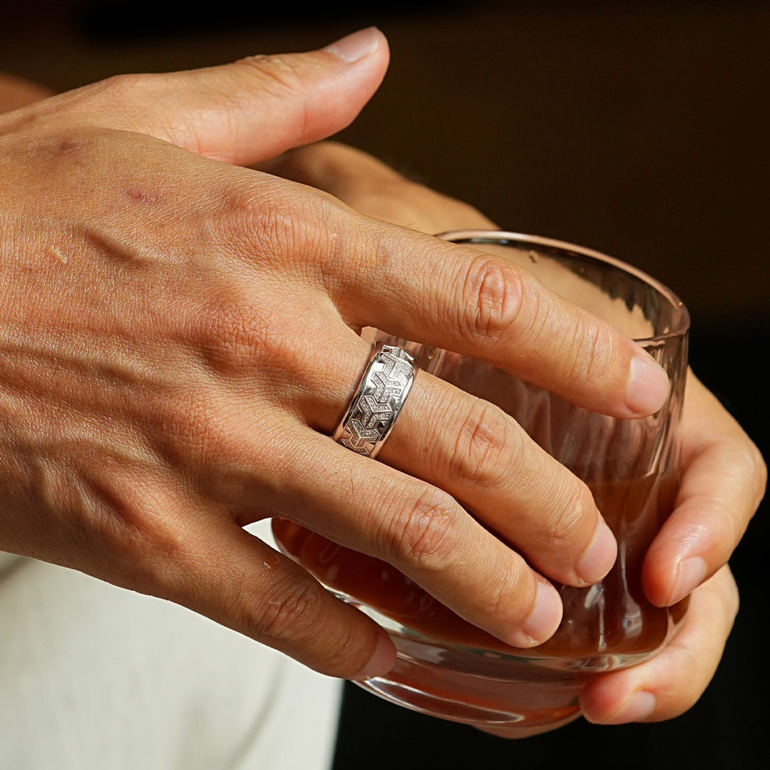 Reverse Iced Out Single Row Armor Ring Band