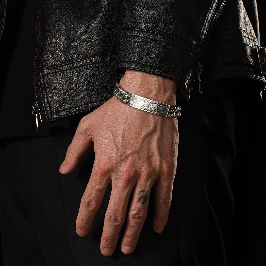 Vintage Konstantino Engraved Cuban Bracelet