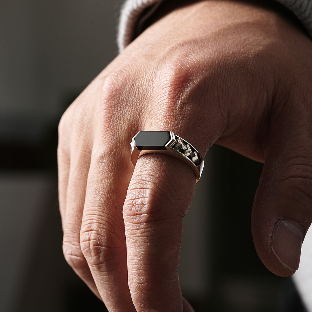 Black Onyx Armor Ring Band