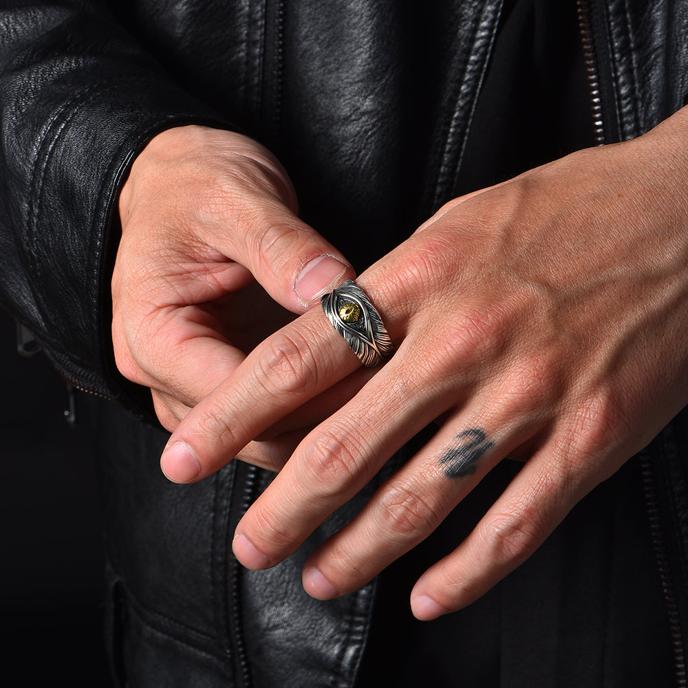 Vintage Devil's Eye Feather Ring Band