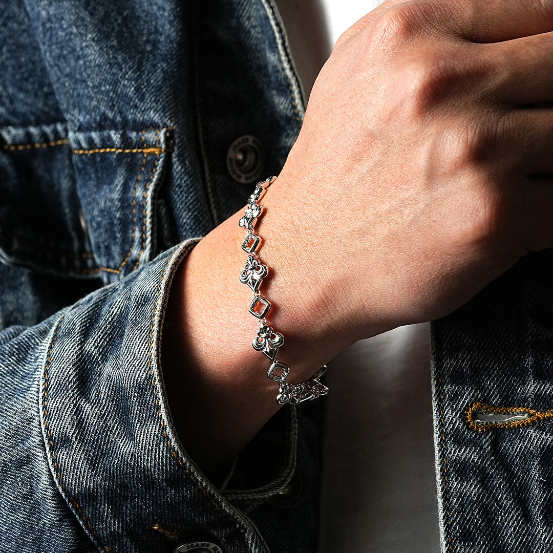 Fleur-De-Lis Iris & Lucky Clover Bracelet