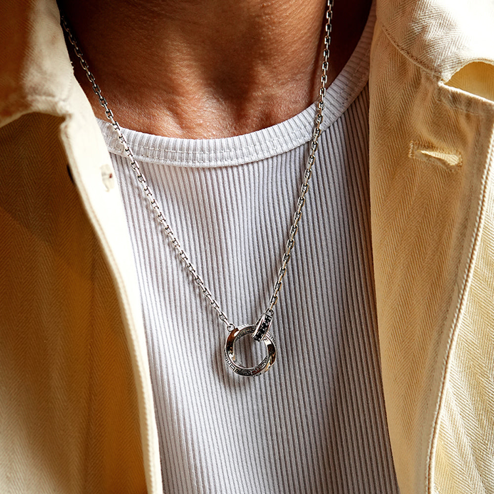 Double Mobius Hoop Pendant Necklace