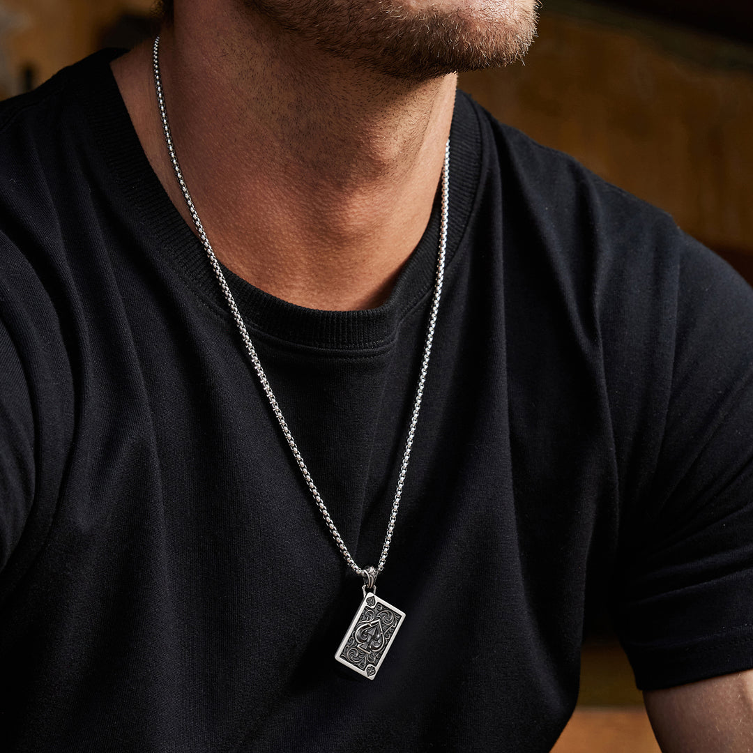 Black Spade Suit Poker Card Pendant