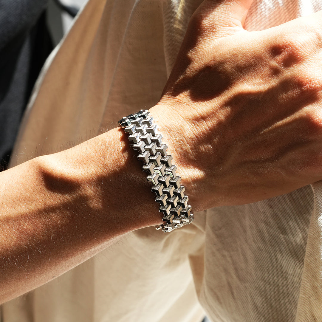 [Made To Order] Sterling Silver Triple Row Armor Bracelet [New Type]