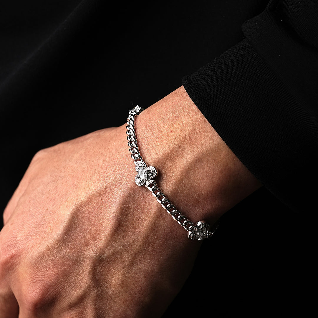 Fleur-De-Lis Iris Cuban Bracelet