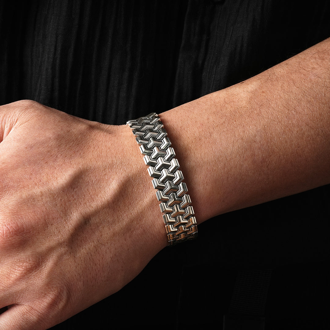 Vintage Triple Row Armor Bangle Bracelet