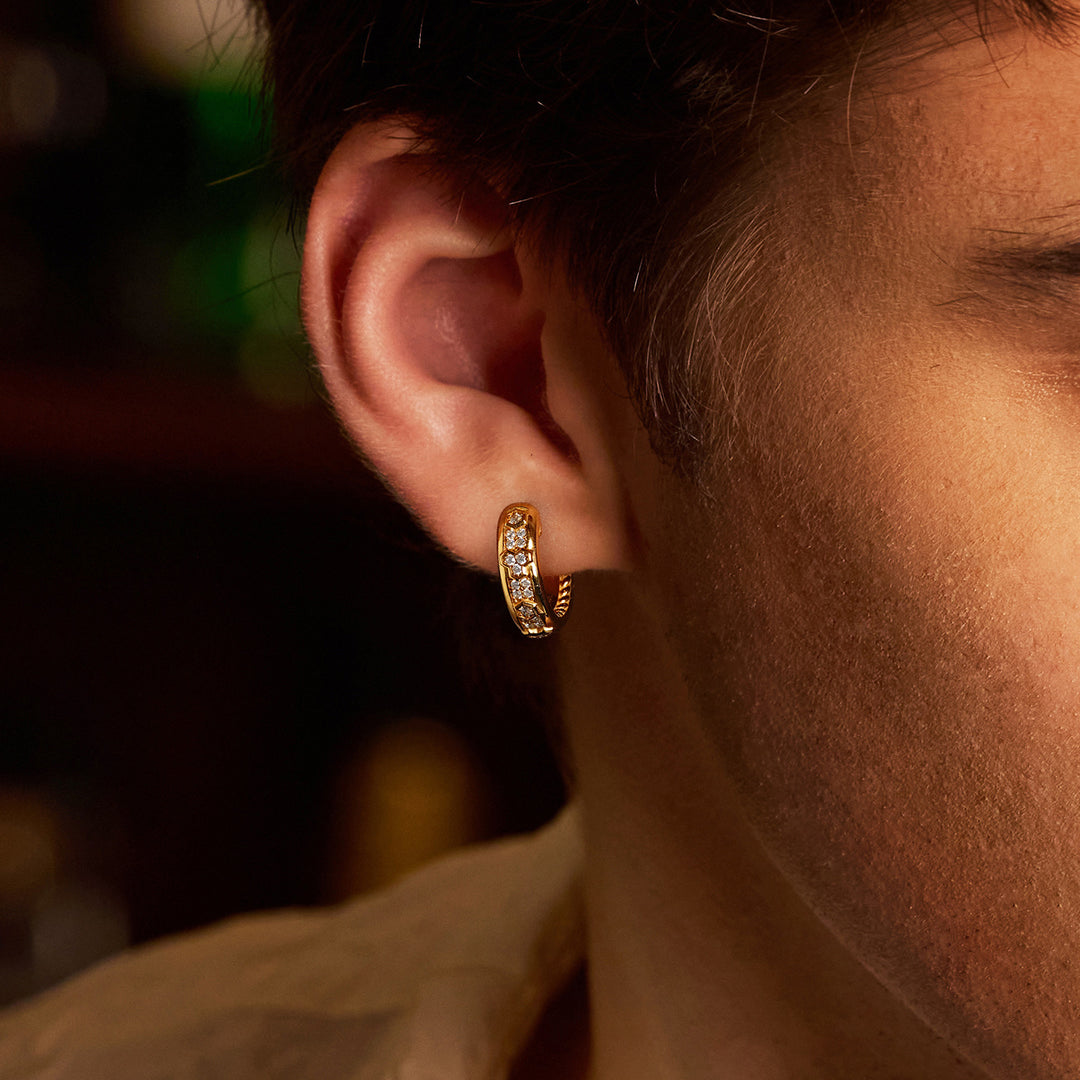 Iced Golden Armor Hoop Earrings