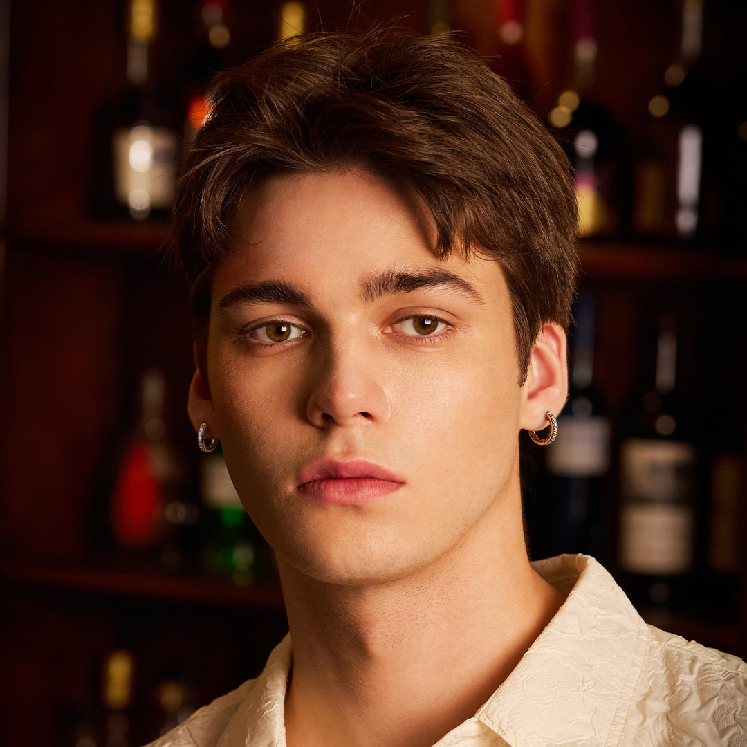 Iced Golden Inner Armor Hoop Earrings