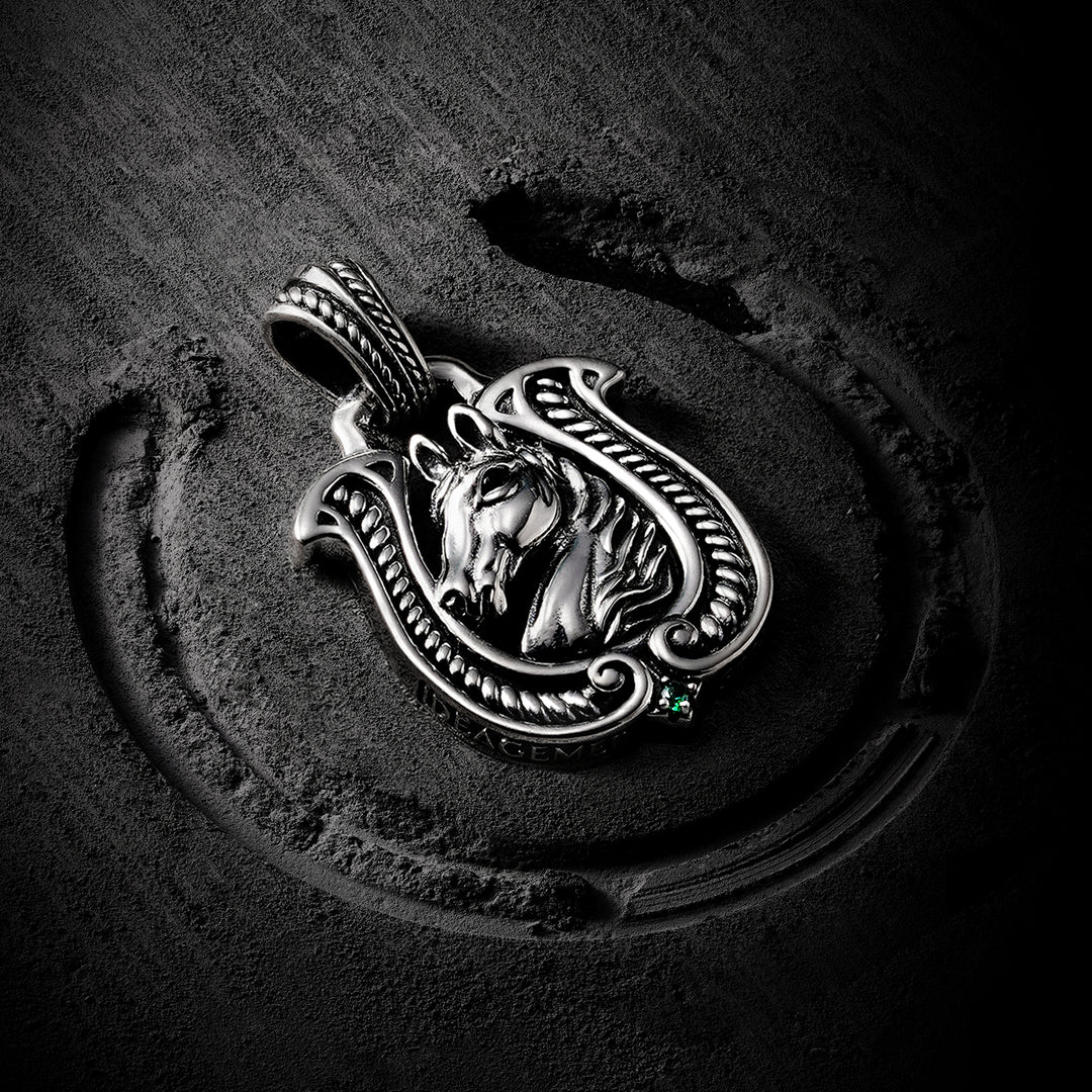 Vintage Horse & Horseshoe Pendant