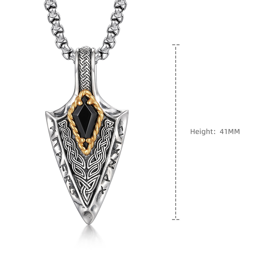 Vintage Runic Guardian Arrowhead Pendant