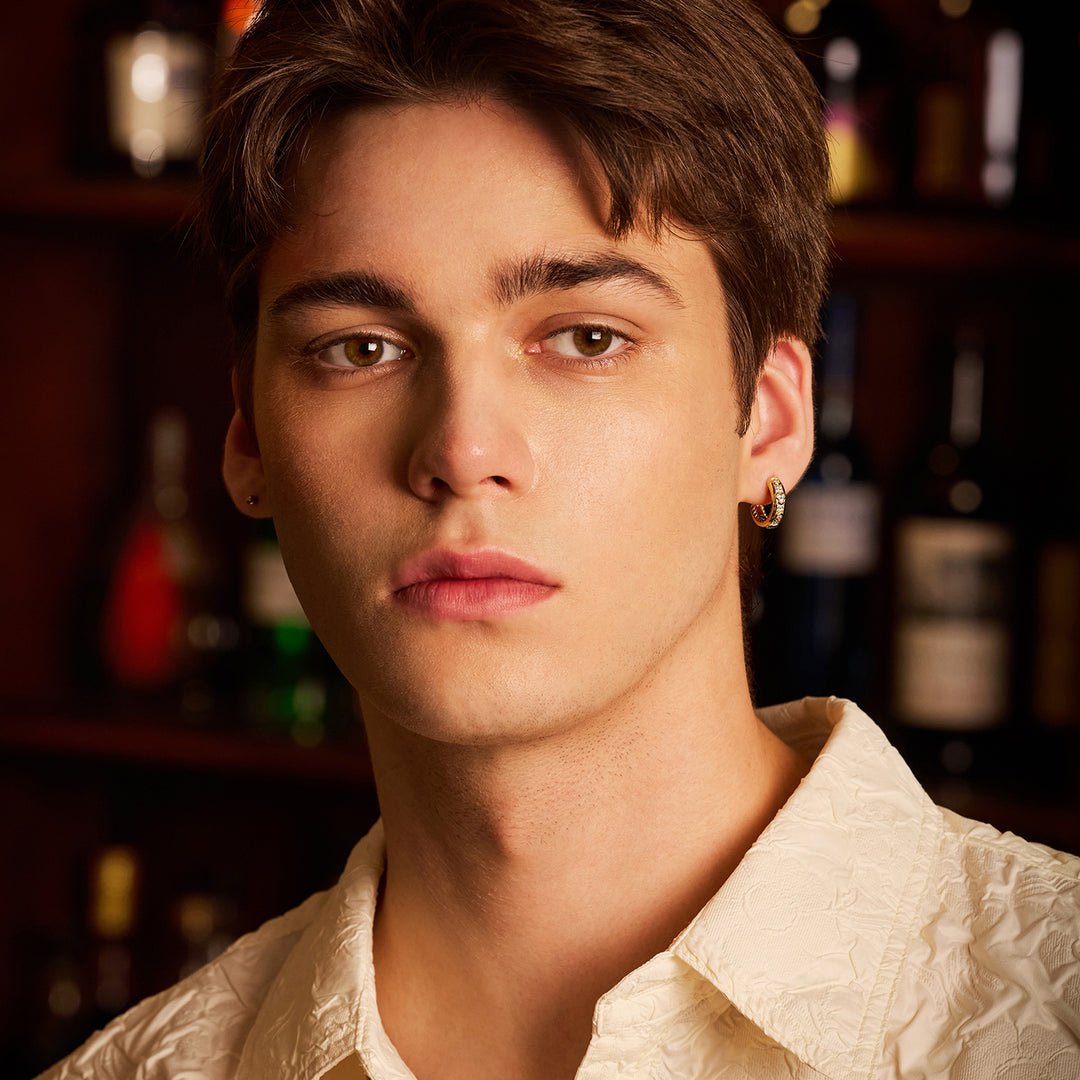 Iced Golden Armor Hoop Earrings