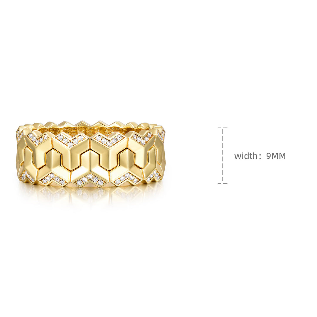Iced Twin Row Mountain Armor Ring