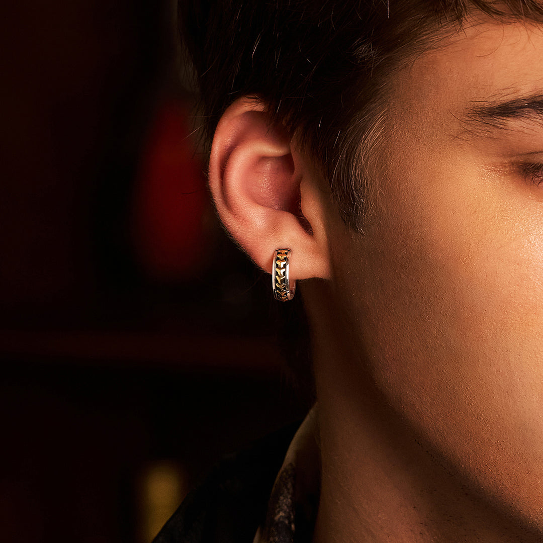 Black Gold Armor Hoop Earrings