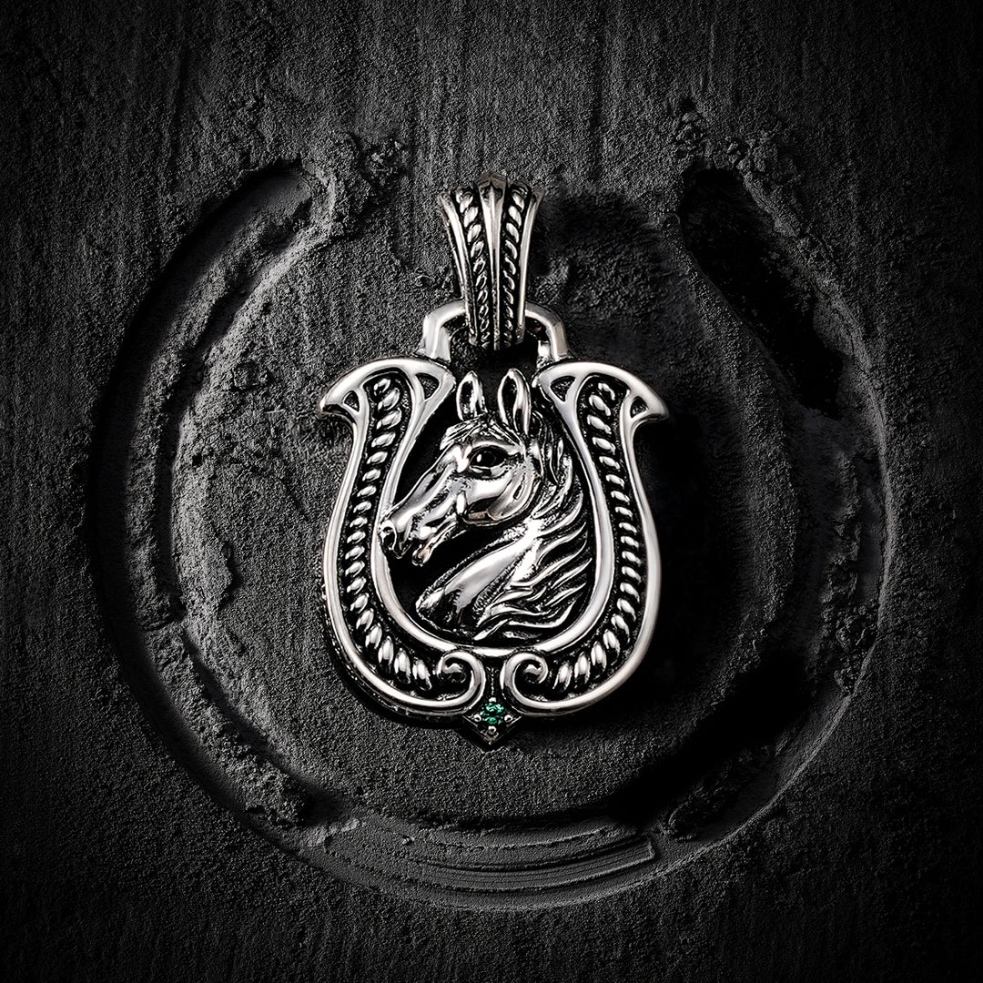 Vintage Horse & Horseshoe Pendant