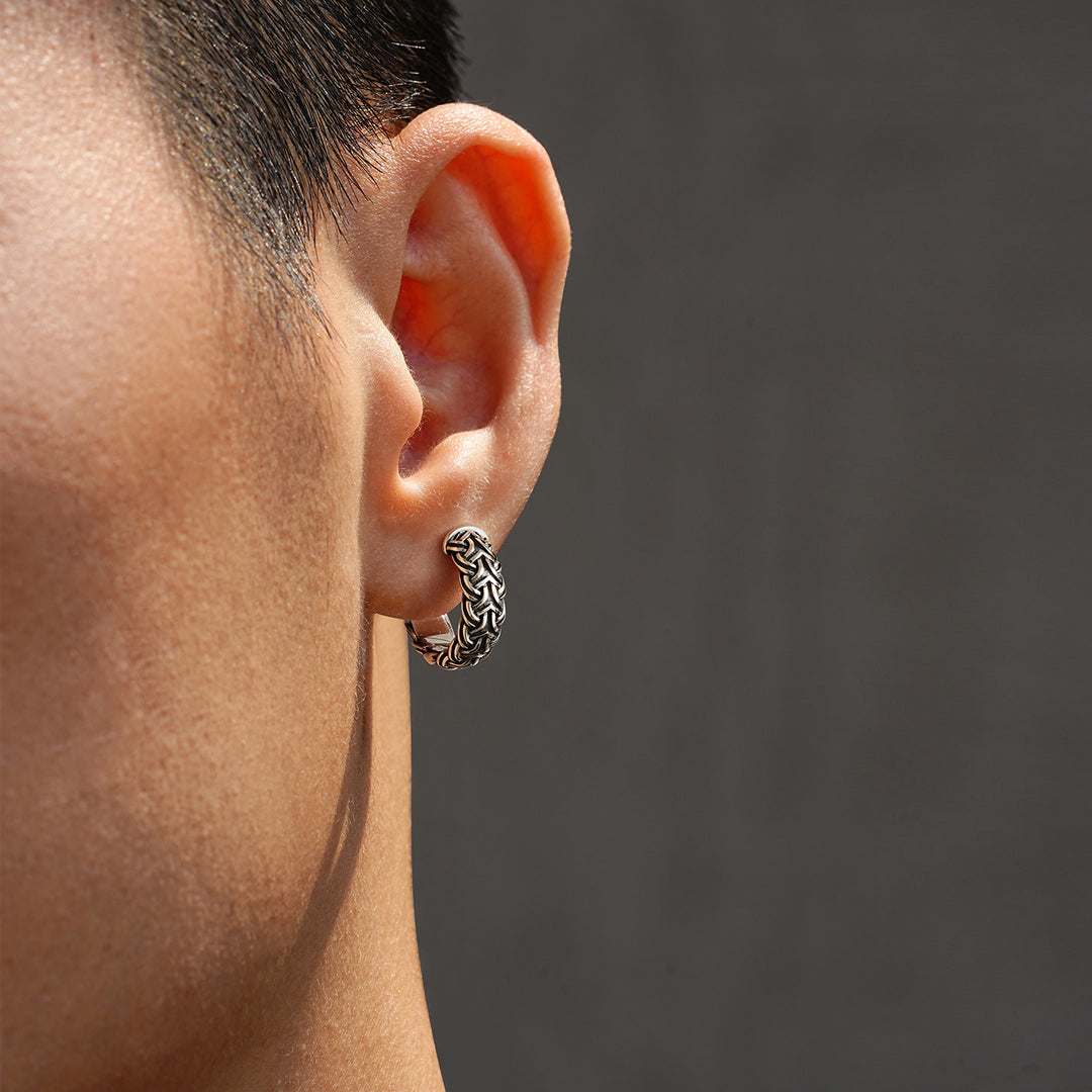 Vintage Braided Wheat Hoop Earrings