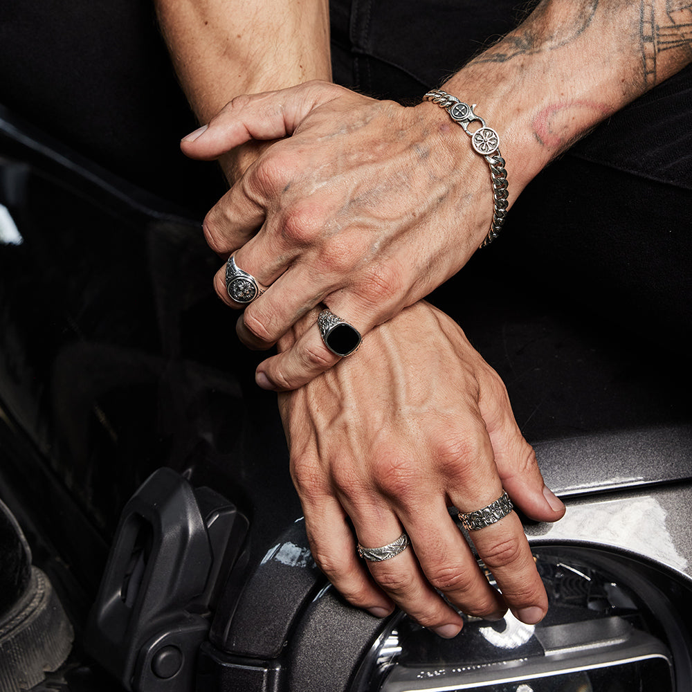 Fleur-De-Lis Black Onyx Signet Ring