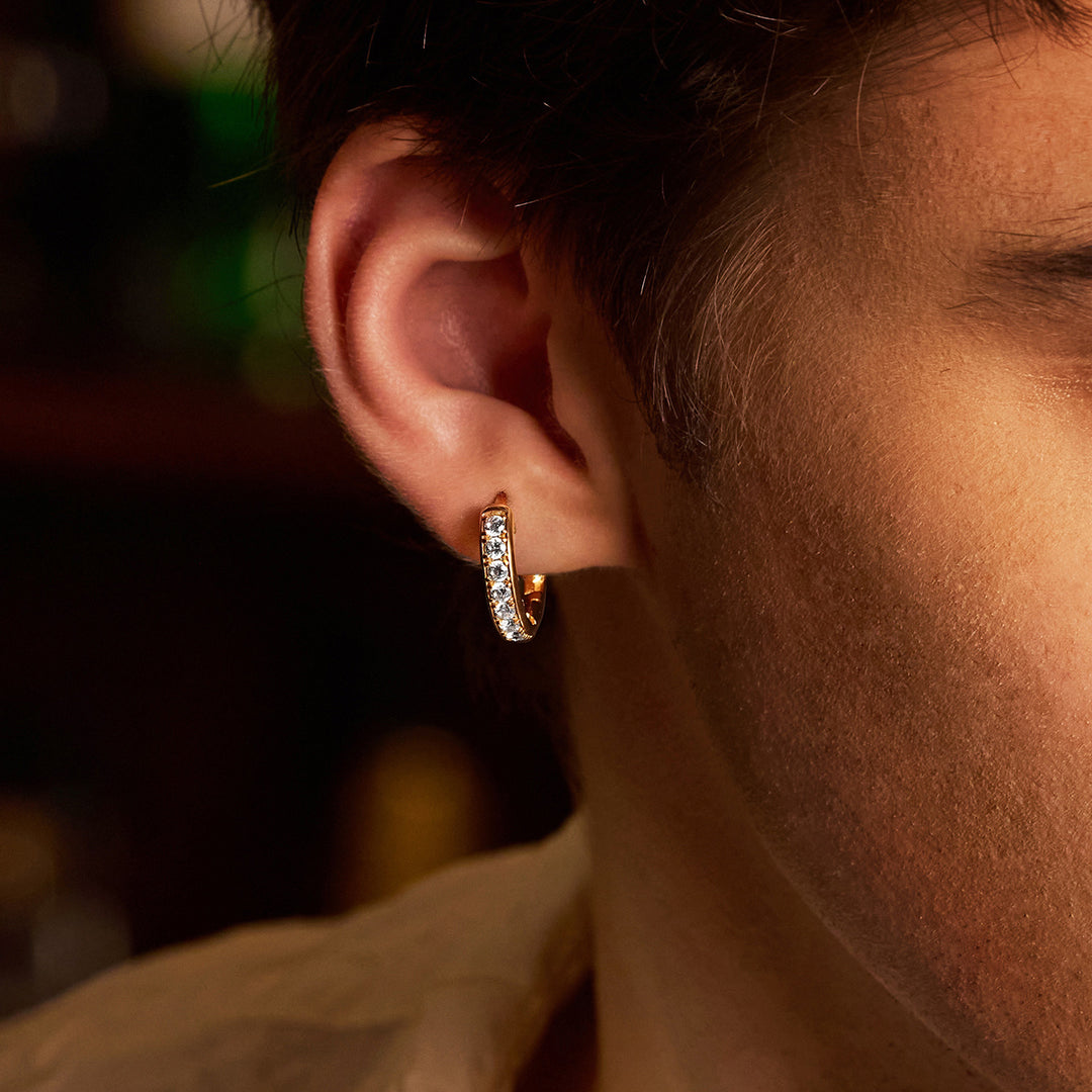 Iced Golden Inner Armor Hoop Earrings