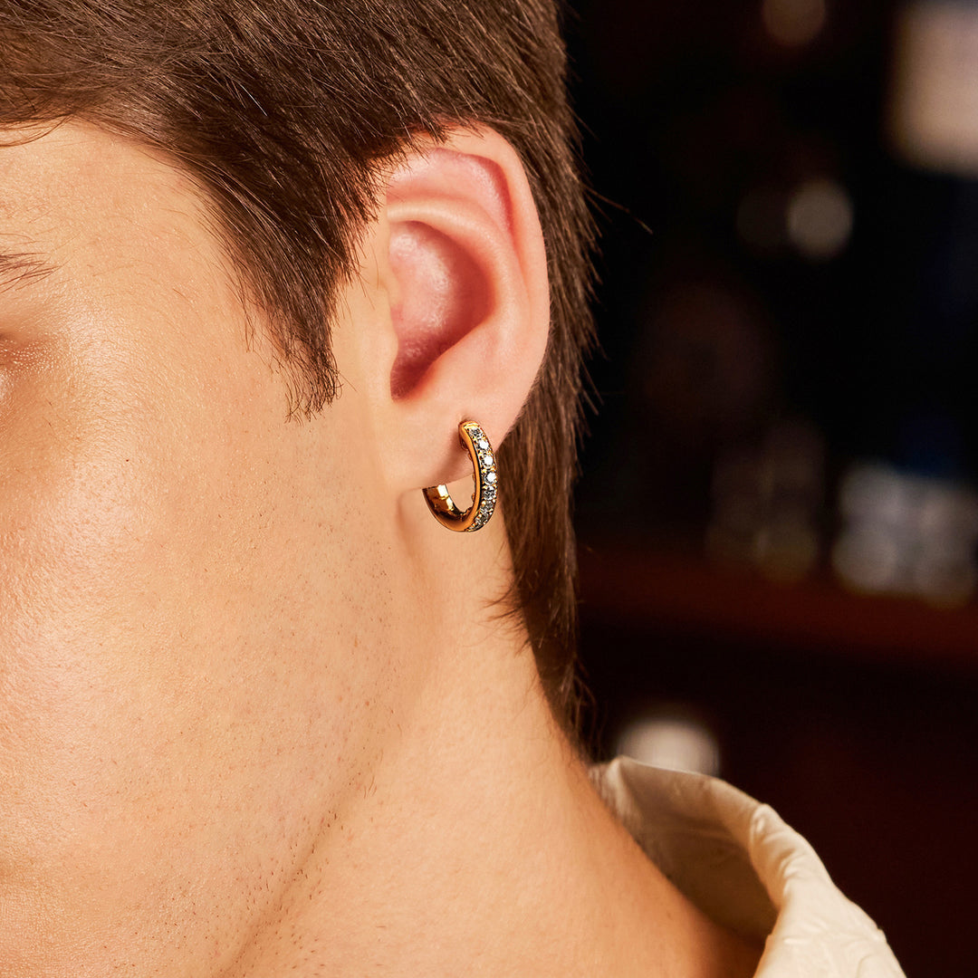 Iced Golden Inner Armor Hoop Earrings