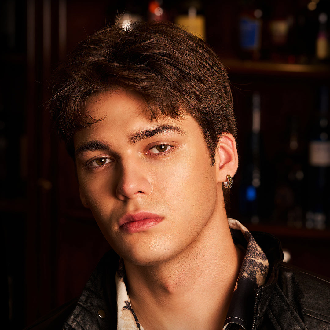 Black Gold Armor Hoop Earrings