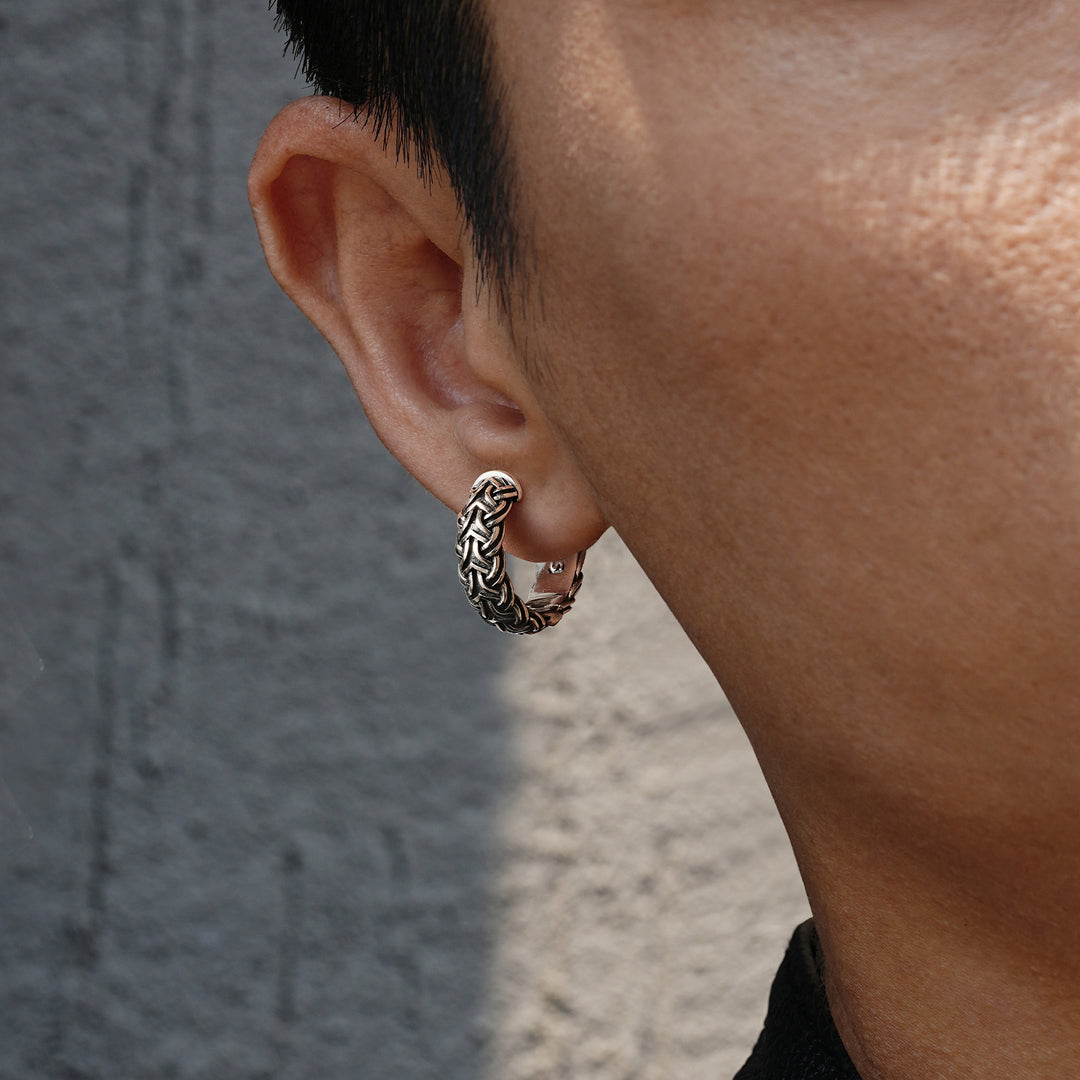 Vintage Braided Wheat Hoop Earrings