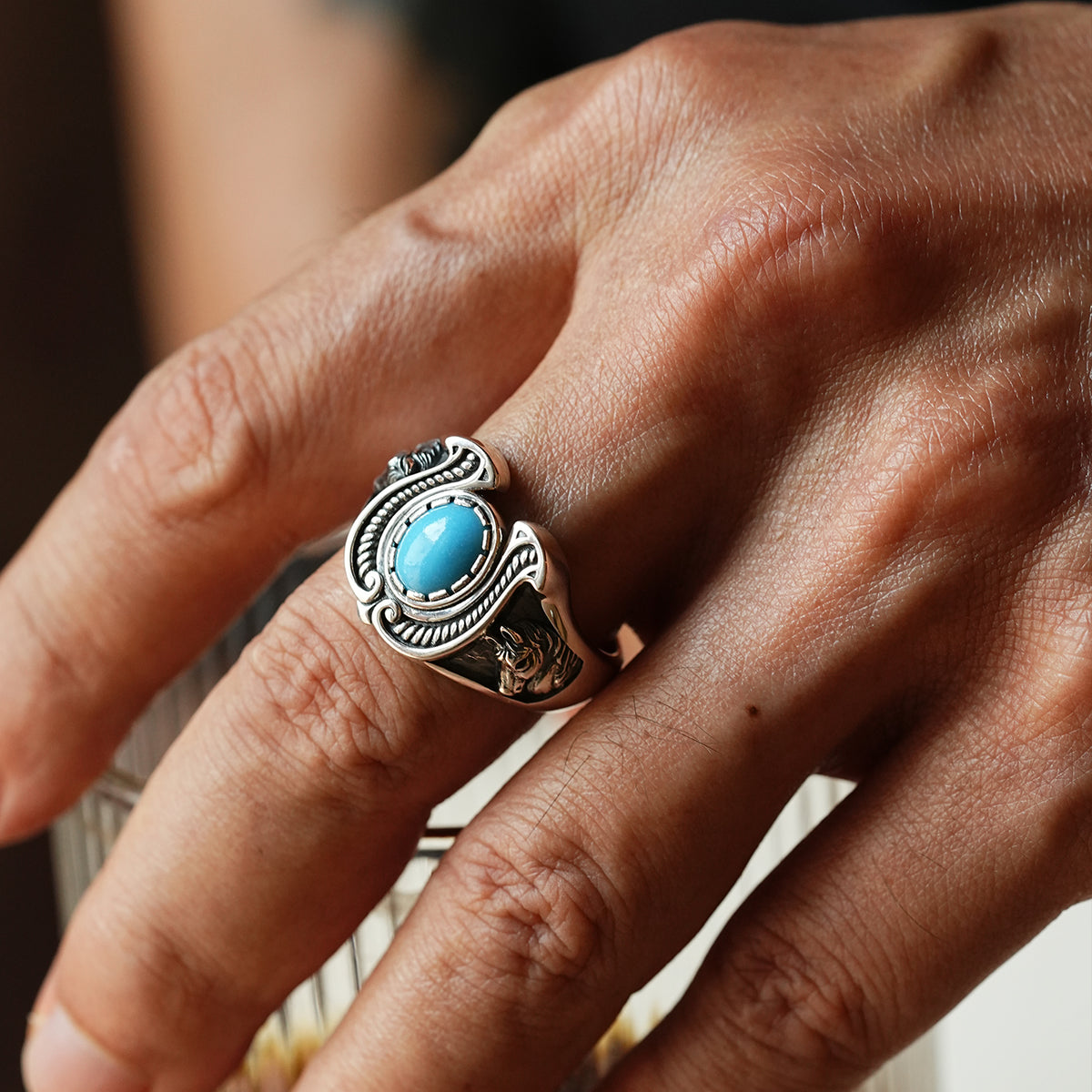 Vintage Horseshoe Turquoise Ring – Sterling Silver Men’s Lucky Horse ...
