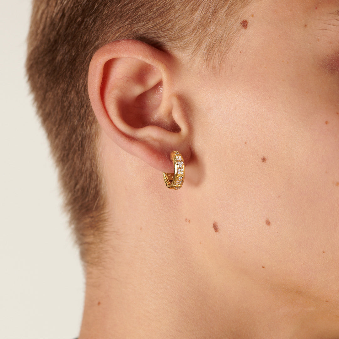 Iced Golden Armor Hoop Earrings