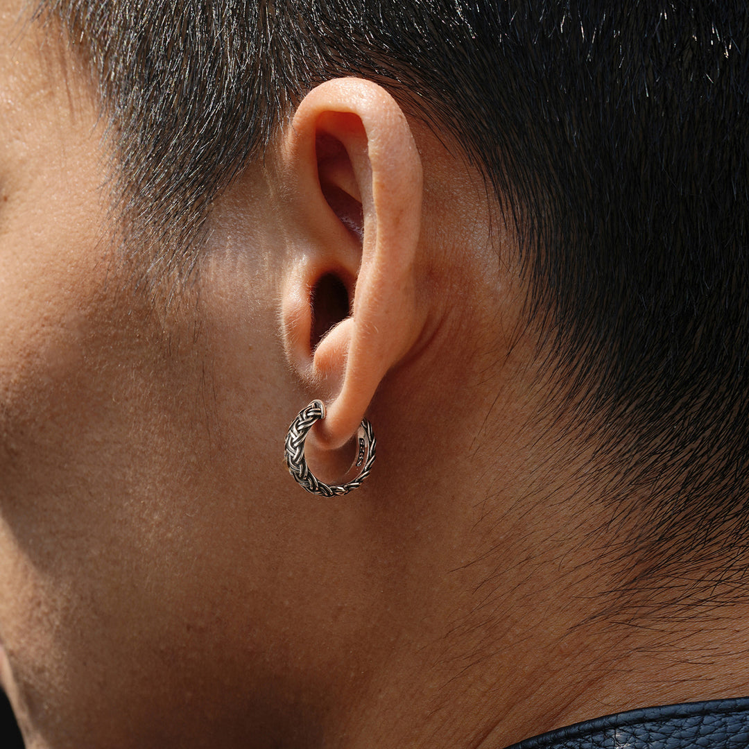 Vintage Braided Wheat Hoop Earrings