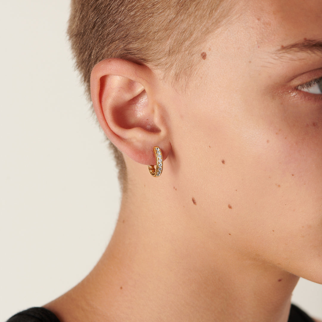 Iced Golden Inner Armor Hoop Earrings