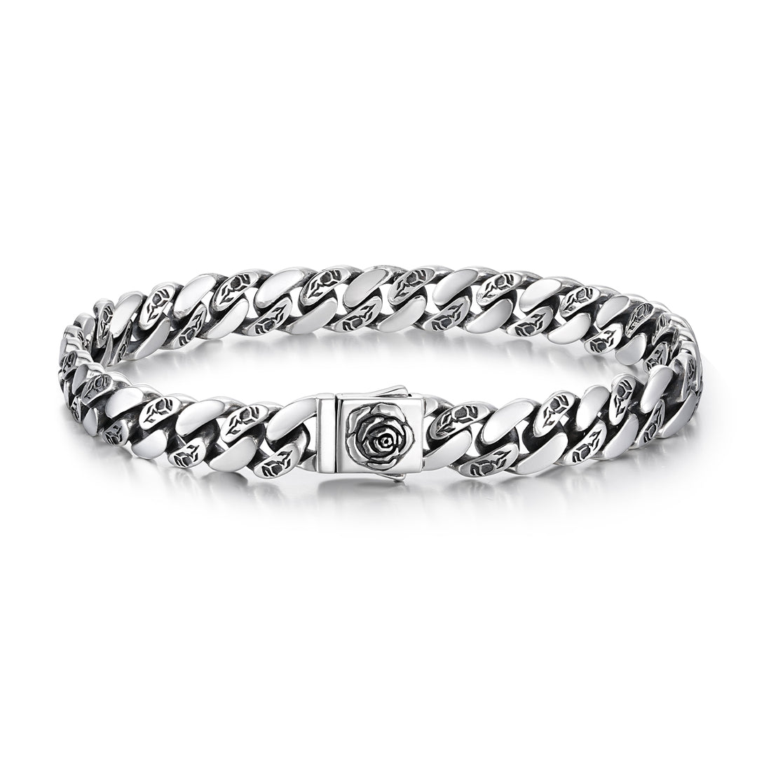 Vintage Iron Rose Cuban Link Bracelet