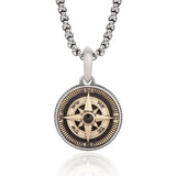 IDEAGEMER Compass Sterling Silver Necklace Hip Hop Pendants