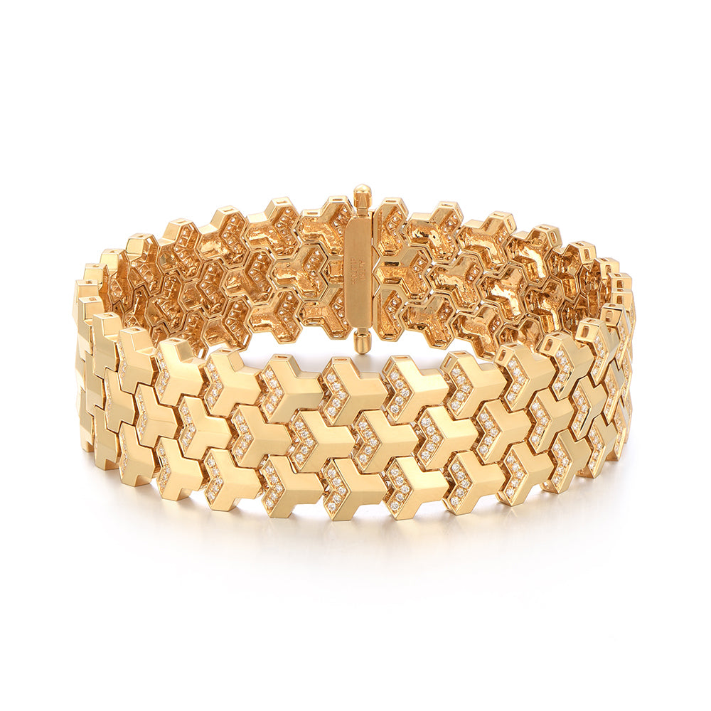 IDEAGEMER 18K Gold Diamond Jewelry Custom Armor Bracelets