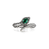 Pear Emerald Spirit Snake Ring