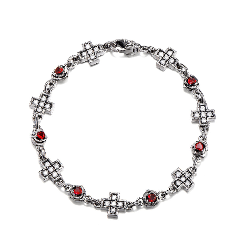 Vintage Greek Cross Roses Bracelet