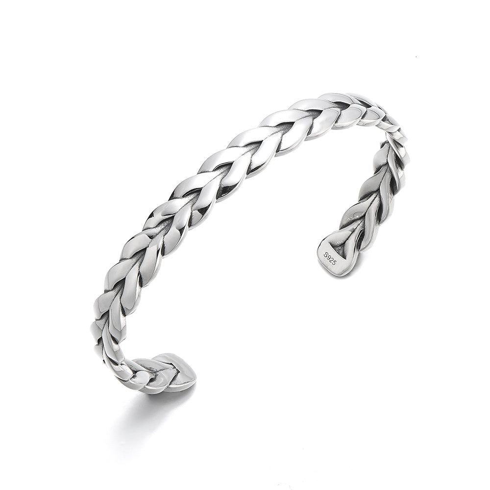 Sterling Silver Wheat Ear Bangle Bracelet