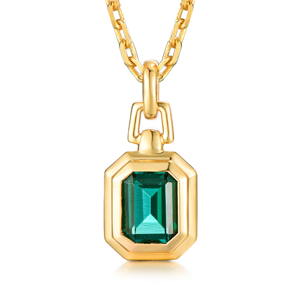 Golden Time Baguette Pendant Necklace