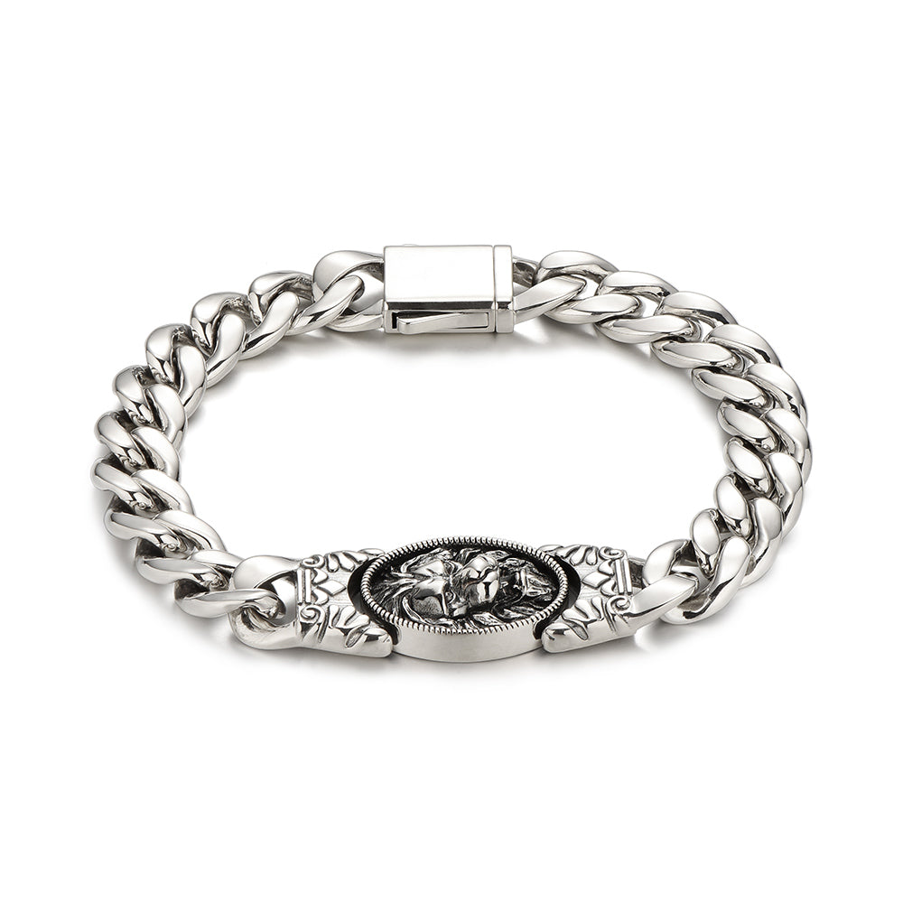 Sterling Silver Lion Cuban Bracelets